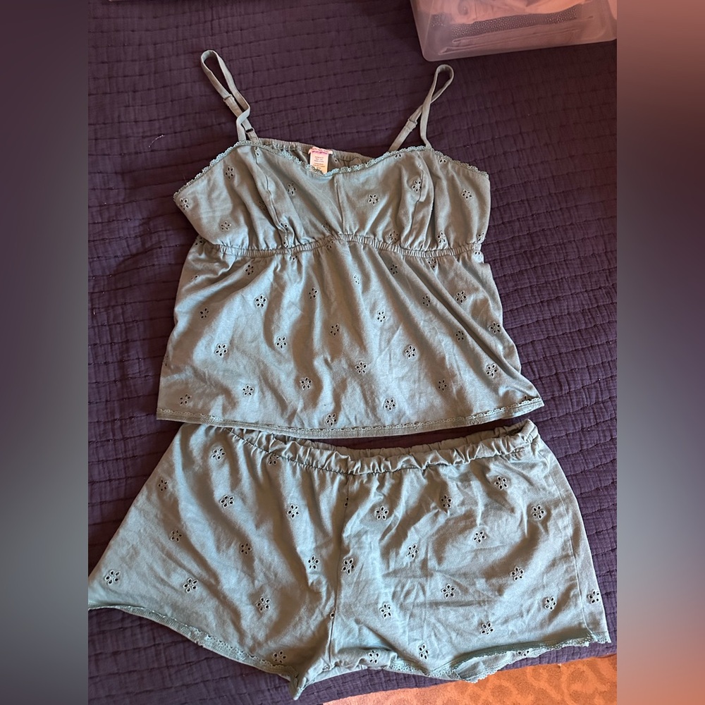 Adore Me Women's Eyelet Pajama Set in Green